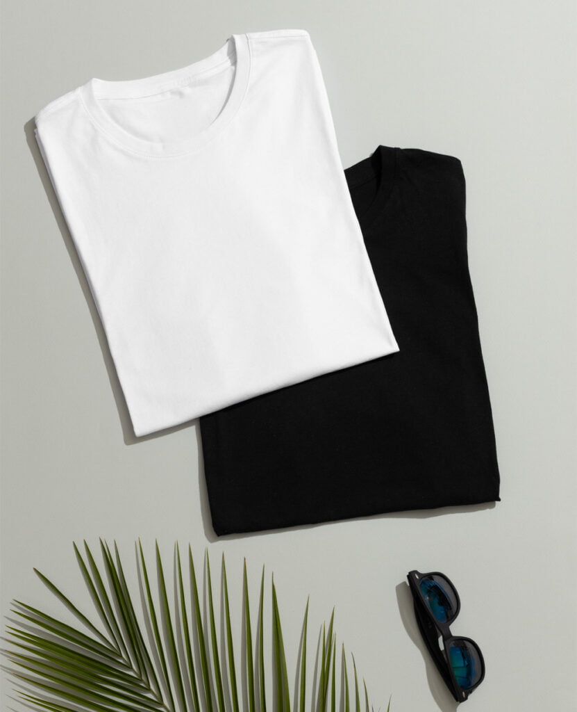 black and white cotton t-shirt peach finish