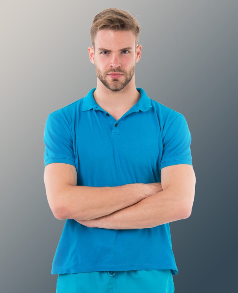 blue men's classic cotton polo heavy t-shirt