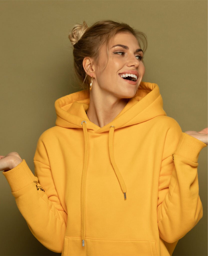 yellow french terry hoodie sweatshirt