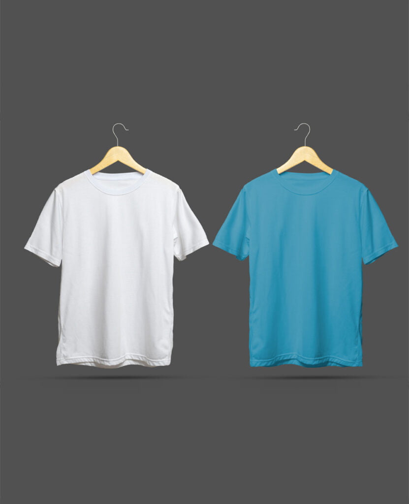 white and blue classic cotton t-shirt peach finish