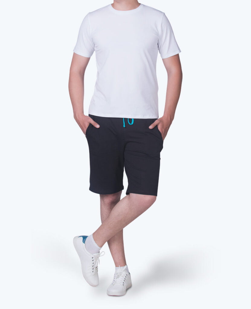 black classic french terry shorts for men