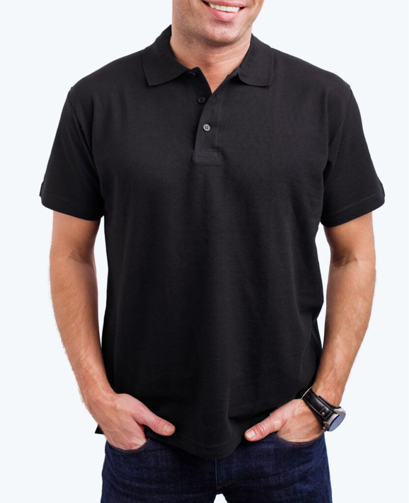 black men's cotton polo t-shirt