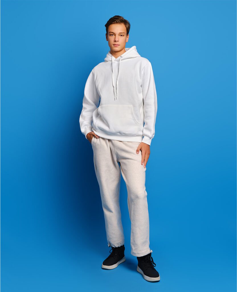 white fleece cotton hoodie sweatshirt