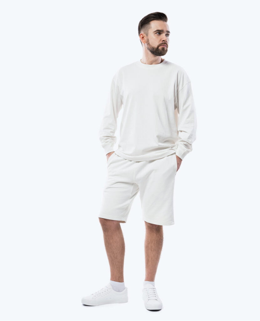 white fleece shorts for men