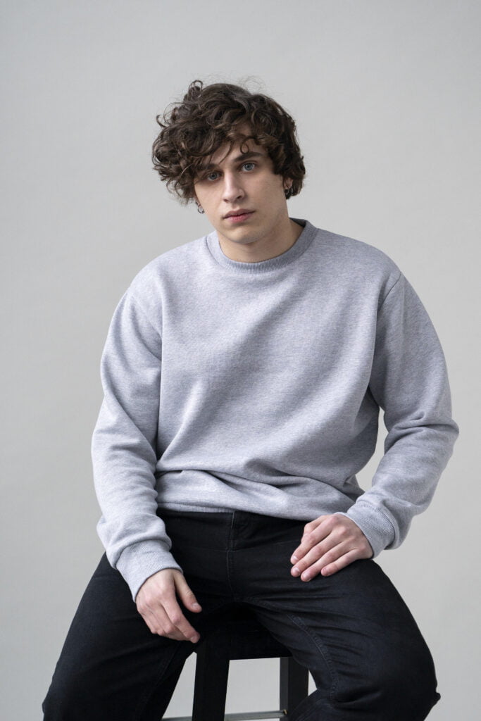 grey classic fleece sweatshirt for men